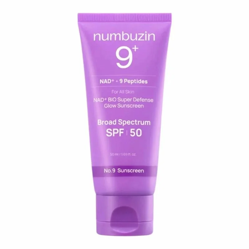 Numbuzin No.9 NAD+ Bio Super Defense Glow Sunscreen – Écran Solaire Anti-Âge SPF50 50ml