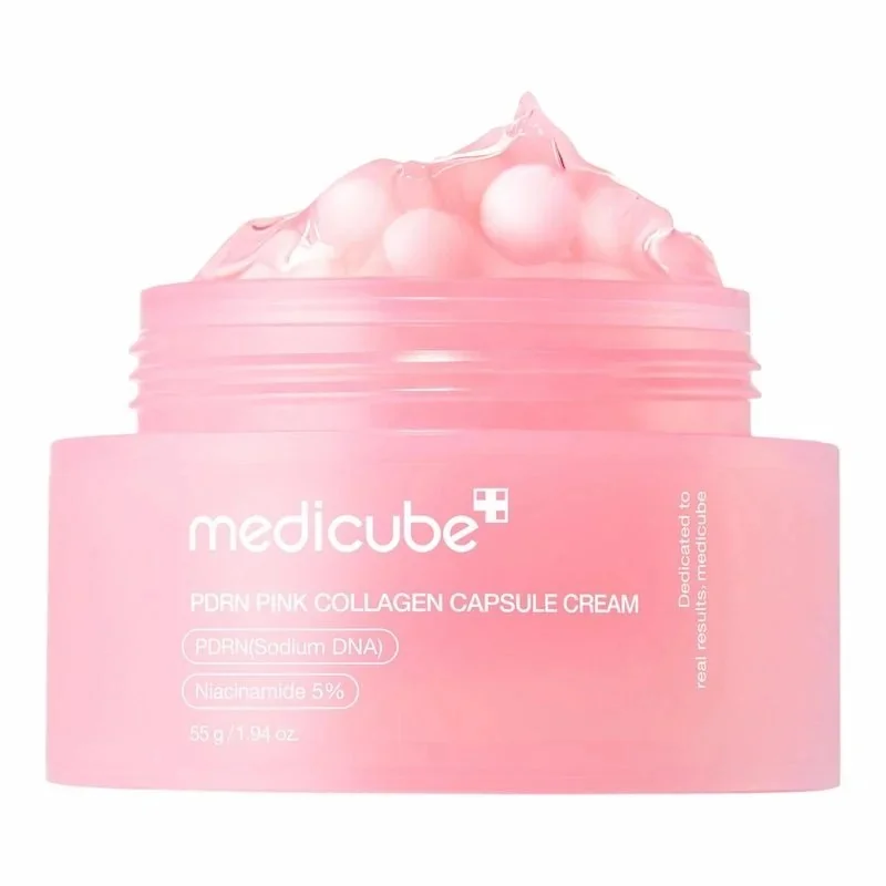 Medicube PDRN Pink Collagen – Crème Collagène Rose & Capsules d&rsquo;ADN de Saumon 55g